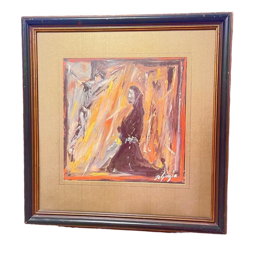 Ettore Ted DeGrazia Framed Art Print 1962 Padre Kino Prays 22x23 Father Kino Vtg